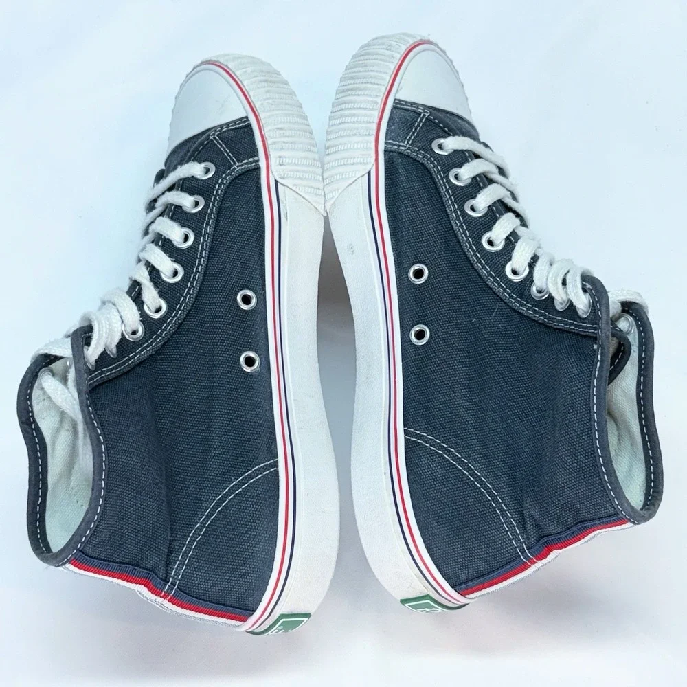 PF Flyers Center Hi Navy White Canvas High Top Sneakers Mens 6 Womens 7.5 Shoes